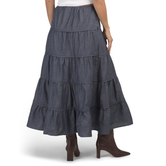 SUNDAY EDITION Indigo Tiered Denim Maxi Skirt - Picture 2 of 2